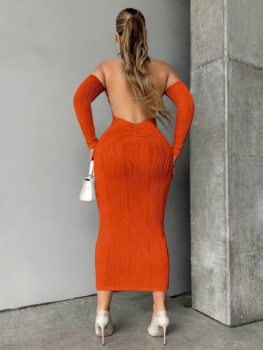 Backless And Off Shoulder Bodycon Dress