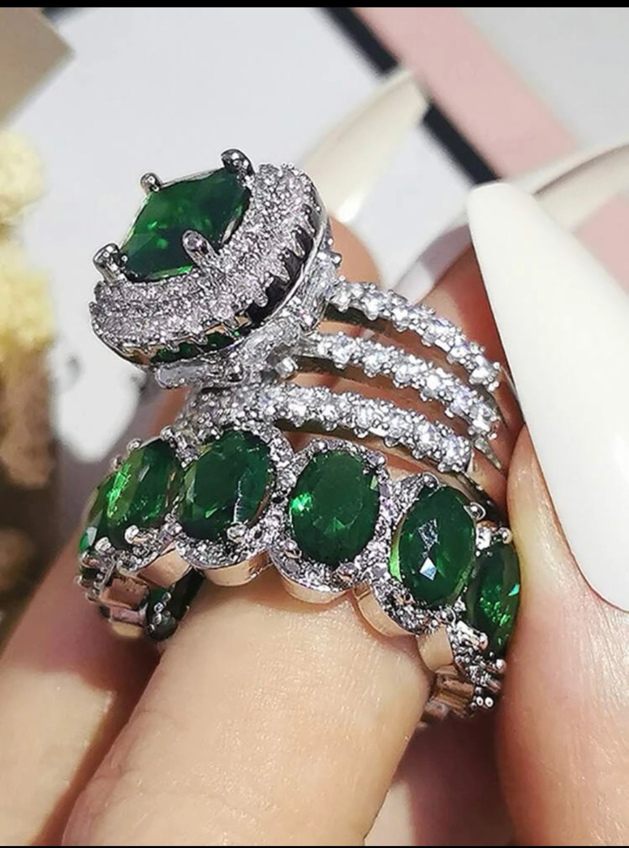 2pcs/set Cubic Zirconia Decor Ring For Women For Party Banquet Wedding
